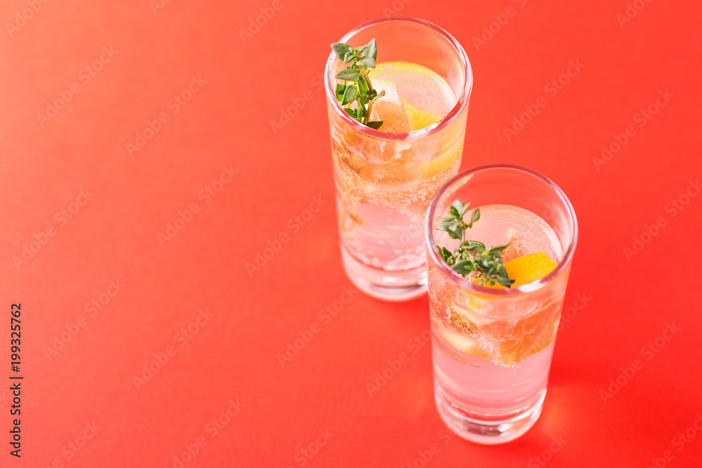 Gin bitter lemon with thyme and grapefruit. Gin bitter lemon with thyme and grapefruit.