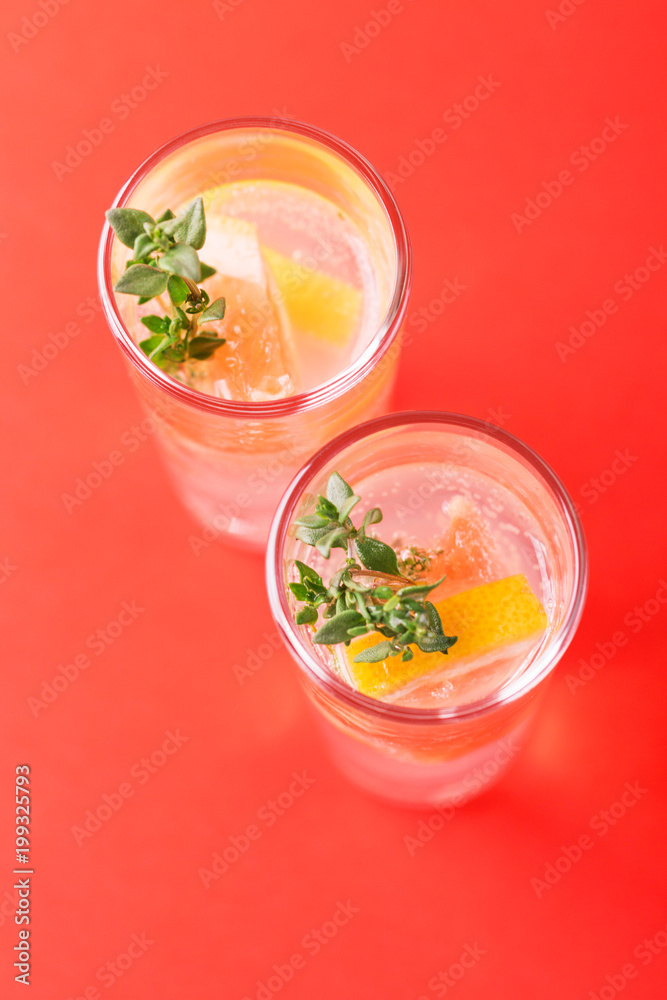 Gin bitter lemon with thyme and grapefruit. Gin bitter lemon with thyme and grapefruit.