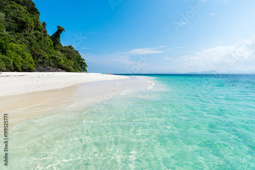 Beautiful tropical beach and white sand with turquoise sea water at Koh Kam, Koh Khang Khao In Andaman sea Ranong Thailand: background concept photo