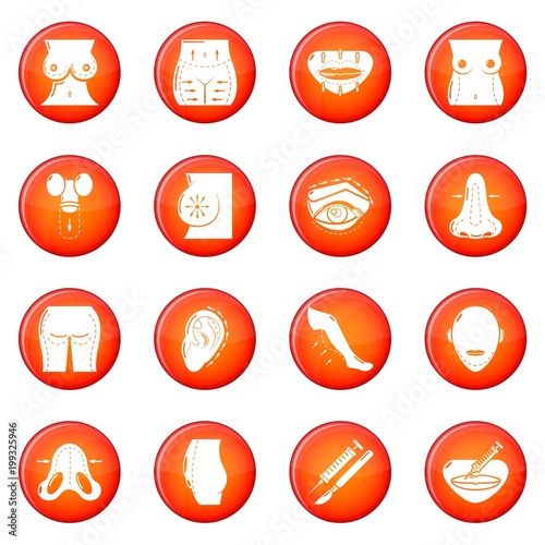 Body parts icons set red vector
