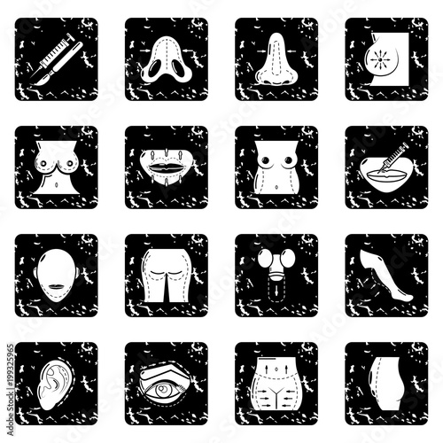 Body parts icons set grunge vector