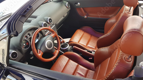steering wheel leather luxury inside car © sea and sun