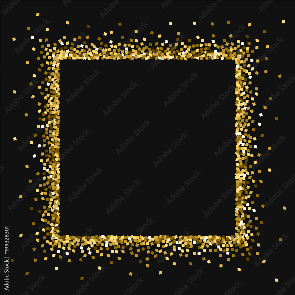 Gold glitter. Square abstract border with gold glitter on black background.  Captivating Vector illustration. Stock Vector | Adobe Stock