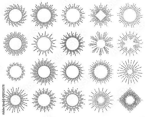 Sun beams or sunbeams in circle or round shape