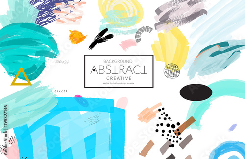 Abstract collage made with scribbles  markercanyon strokesblack geometric shapes