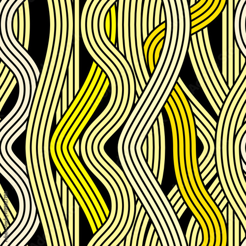 Seamless abstract noodle wavy pattern. Endless vector illustration. pop art style design