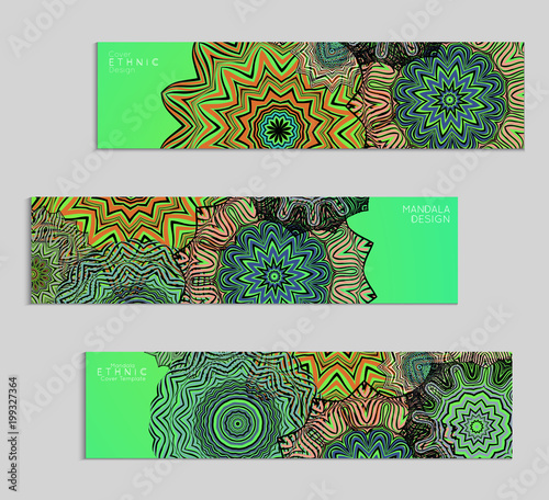 Ethnic banners template with floral Mandala ornament.