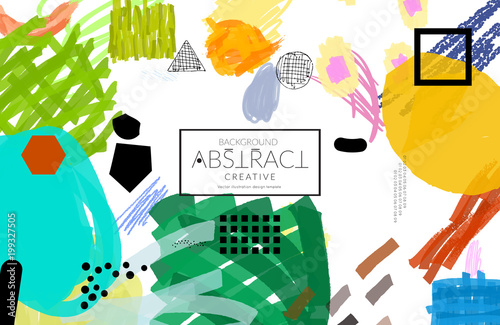 Abstract collage made with scribbles  markercanyon strokesblack geometric shapes