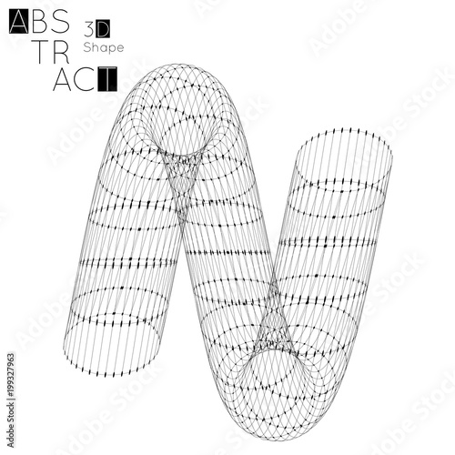 Abstract 3D wireframe geometric shape isolated on white background © Zebra Finch