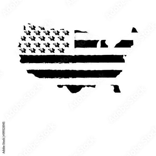 american flag on map country geographic vector illustration sketch