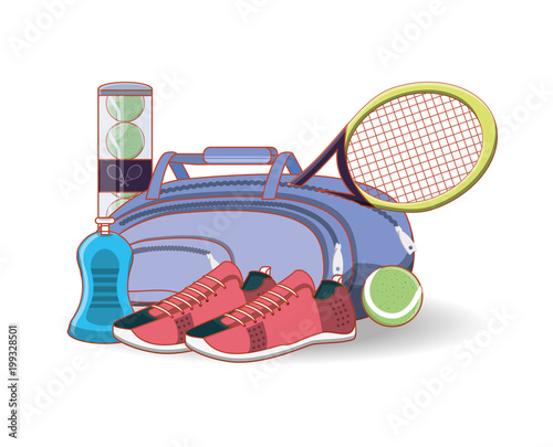 elements to play tennis sport vector illustration design