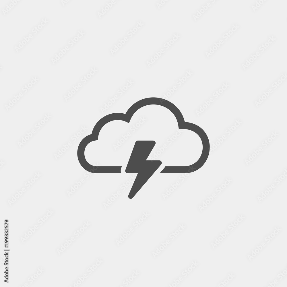 Lightning flat vector icon. Storm flat vector icon Lightning flat vector icon. Storm flat vector icon