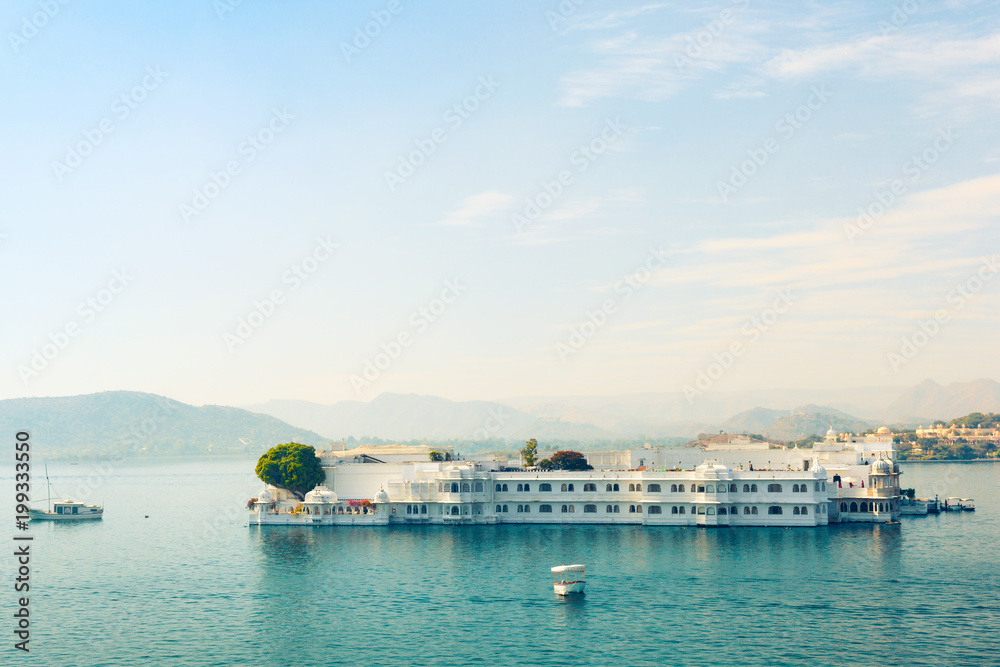 Lake Palace (formerly known as Jag Niwas) on Lake Pichola. Udaipur, Rajasthan, India