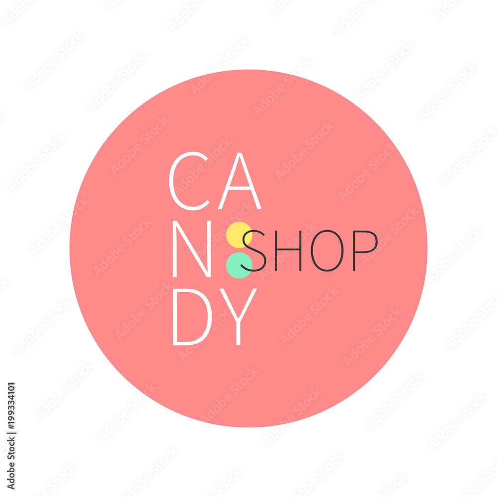 Vector flat logo for candy shop and sweet store. Vector flat logo for candy shop and sweet store.