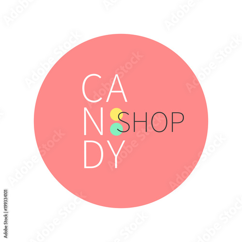 Vector flat logo for candy shop and sweet store.