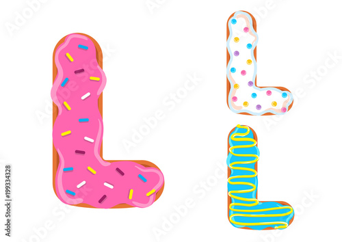 Donut font vector. Letter L