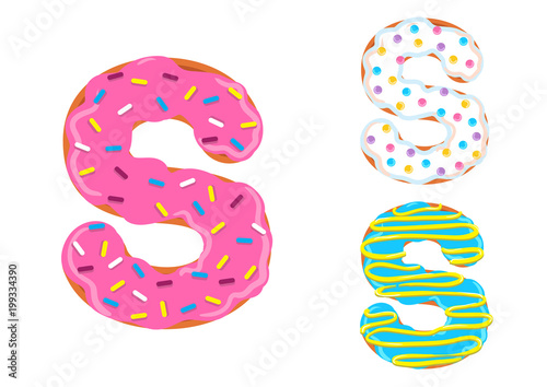 Donut font vector. Letter S