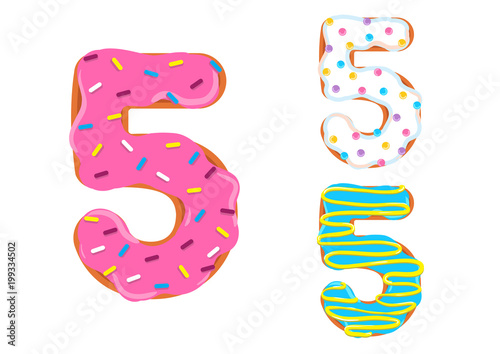 Sweet donut font. Number 5