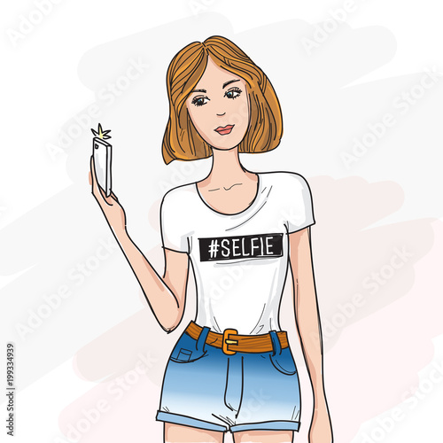 fashion girl take a selfie