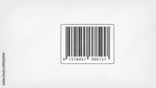 Loopable track of barcode scaner ray is scanning barcodes of multiple products with red laser. 4K seamless loop video footage animation.
