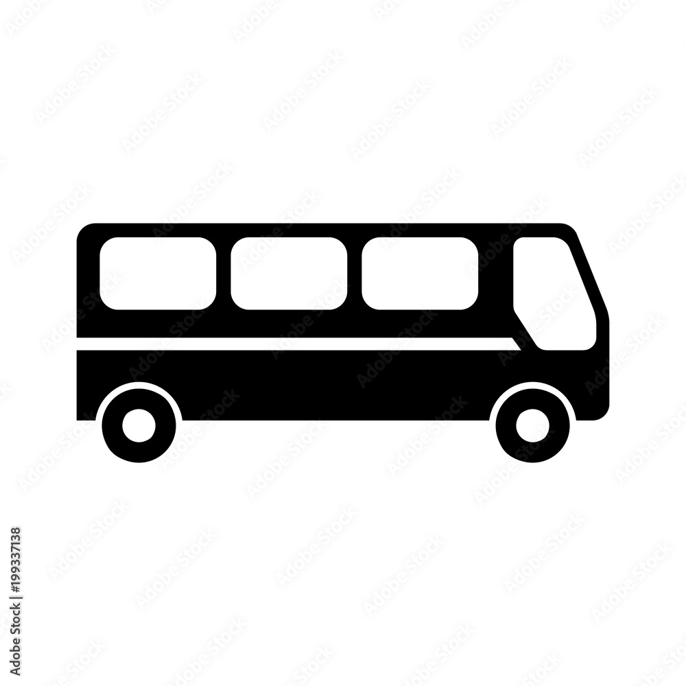 Black isolated vector bus icon. Bus silhouette black icon symbol.