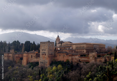 Alhambra of Granada, Spain, a cloudy day