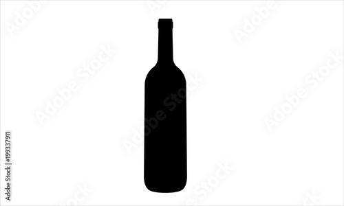 The realistic silhouette of wine bottle without cork.