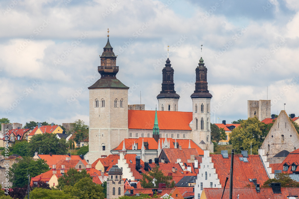 The beautiful Visby Cathedral on the island of Gotland, Sweden.