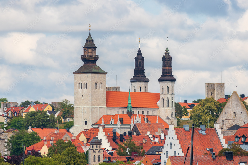 The beautiful Visby Cathedral on the island of Gotland, Sweden. The beautiful Visby Cathedral on the island of Gotland, Sweden.