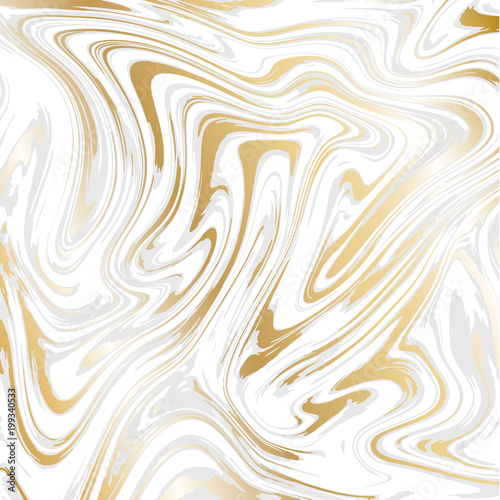 Gold and white marble paper texture imitation, suminagashi ink stains background