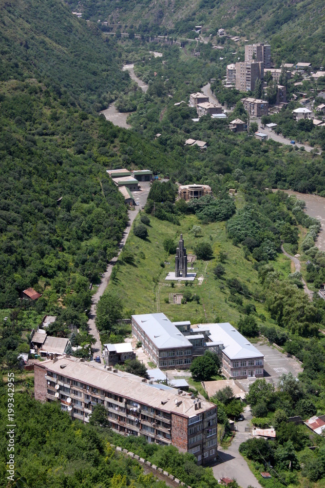 Apartment block in a valley near Alaverdi, Armenia