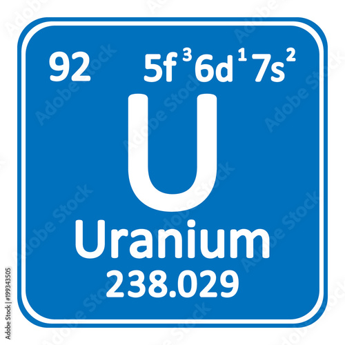 Periodic table element uranium icon.