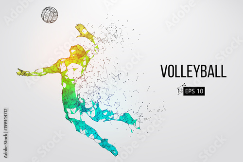 Silhouette of volleyball player. Vector illustration.
