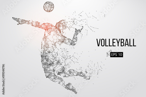 Silhouette of volleyball player. Vector illustration.