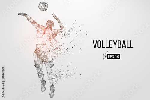 Silhouette of volleyball player. Vector illustration.