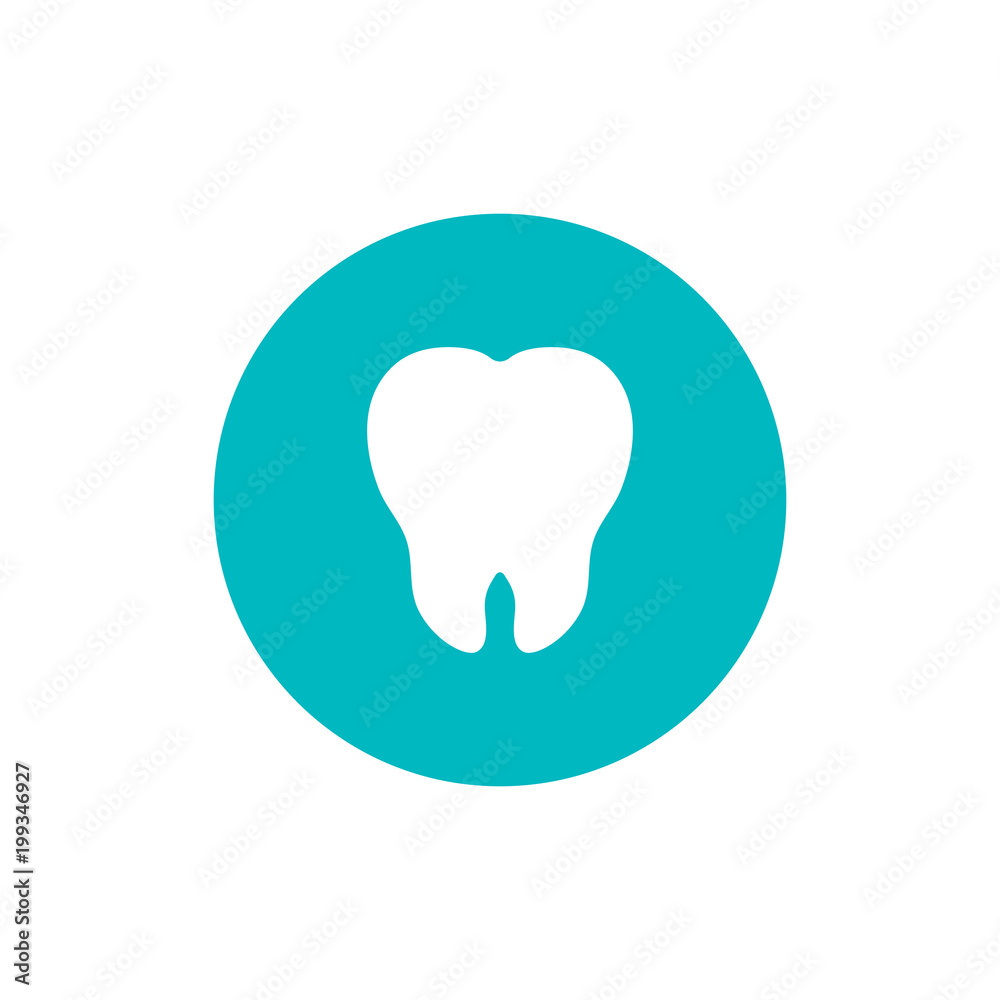 Tooth flat icon on green circle background Tooth flat icon on green circle background