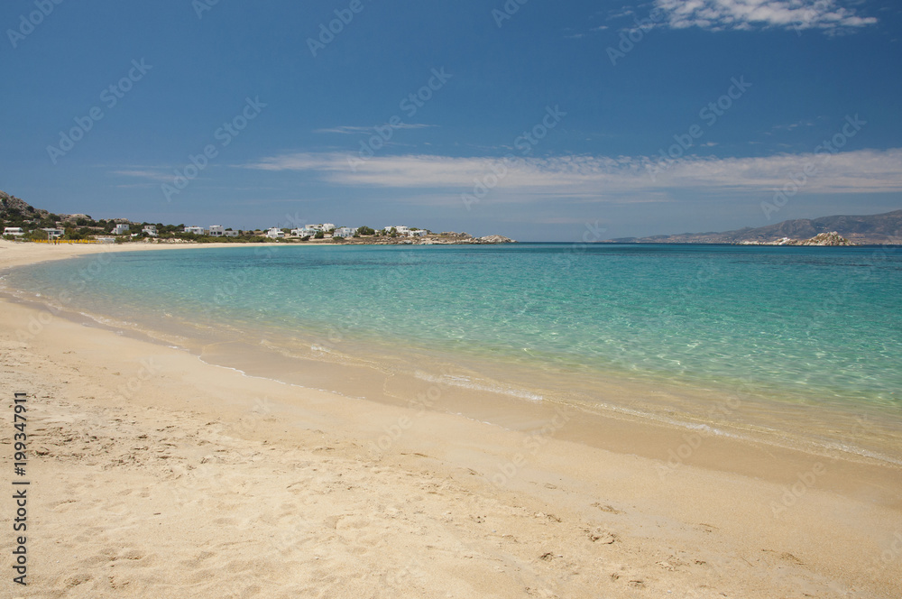 Crystal clear waters of Mikri Vigla beach at Naxos island in Greece Crystal clear waters of Mikri Vigla beach at Naxos island in Greece