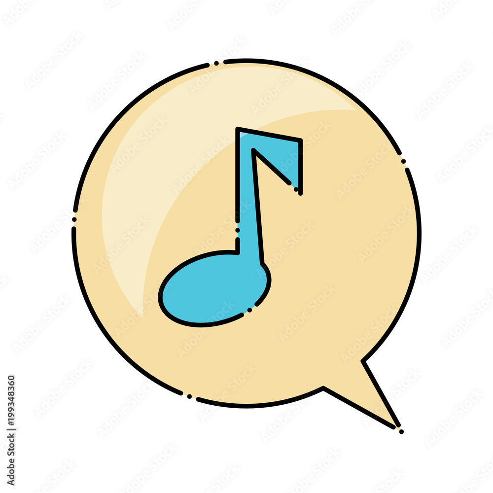 speech bubble with musical note icon over white background, colorful design. vector illustration speech bubble with musical note icon over white background, colorful design. vector illustration