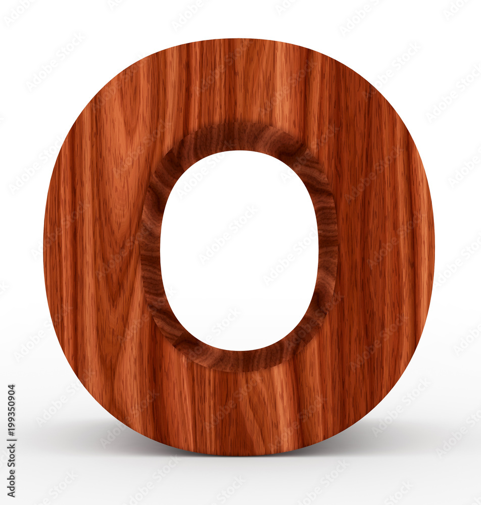 letter O 3d wooden isolated on white