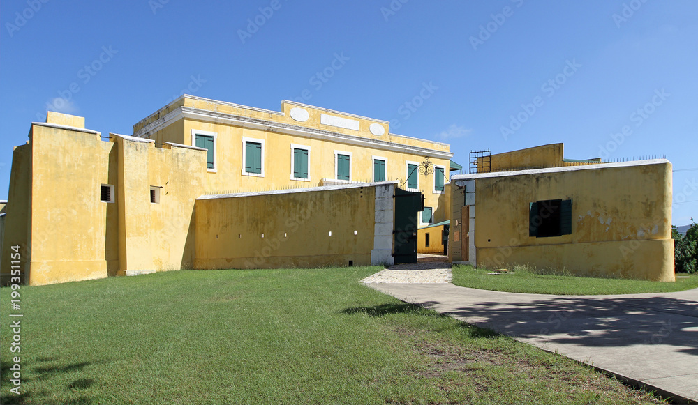 front gate to historic Fort Christiansvaern, St. Croix, U.S. Virgin Islands, Lesser Antilles, Caribbean