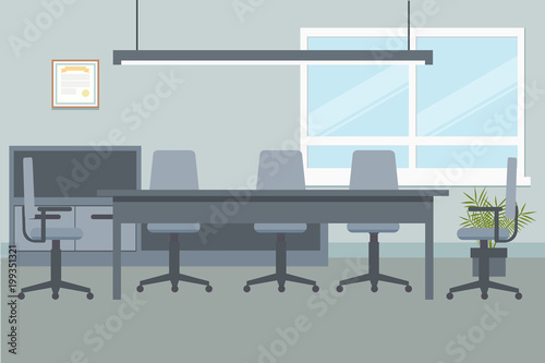Design of office environment for executive meeting. Vector illustration of business meeting.