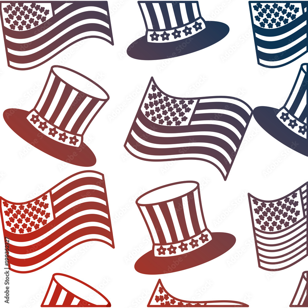 united states of america hats and flags pattern vector illustration design united states of america hats and flags pattern vector illustration design
