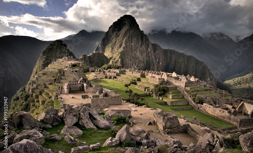 The center of Machu Picchu, the lost Inca town in Peru (HDR)