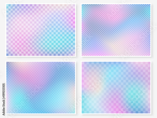 Holographic backgrounds. Holography textures set. Hologram glitch. Smooth blur. Trendy wallpapers. Textures for web design, business printed products.
