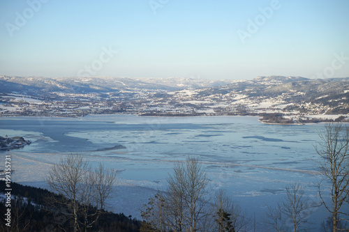 Drammen fjord in winter time.