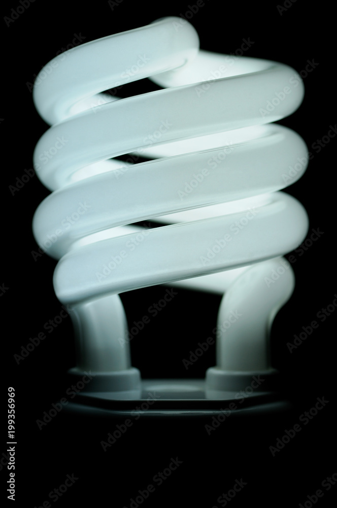 Energy saving fluorescent lightbulb, close up