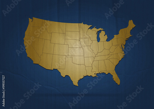 USA America map golden retro cardboard