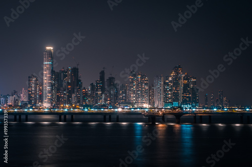skyline at night - skyscraper cityscape  Panama City