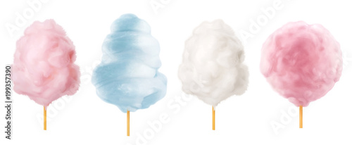 Cotton candy. Sugar clouds 3d vector icon set photo