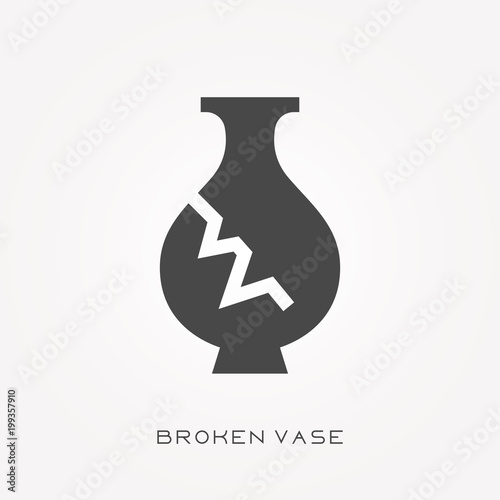 Silhouette icon broken vase